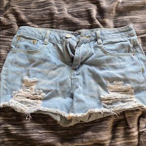 Ripped jean shorts